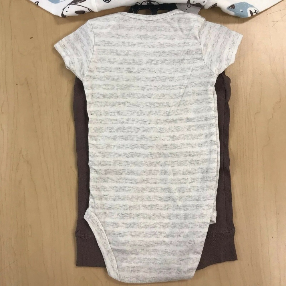 Carter's Boy 3 piece Bodysuit set White/Brown NWT - Picture 6 of 7
